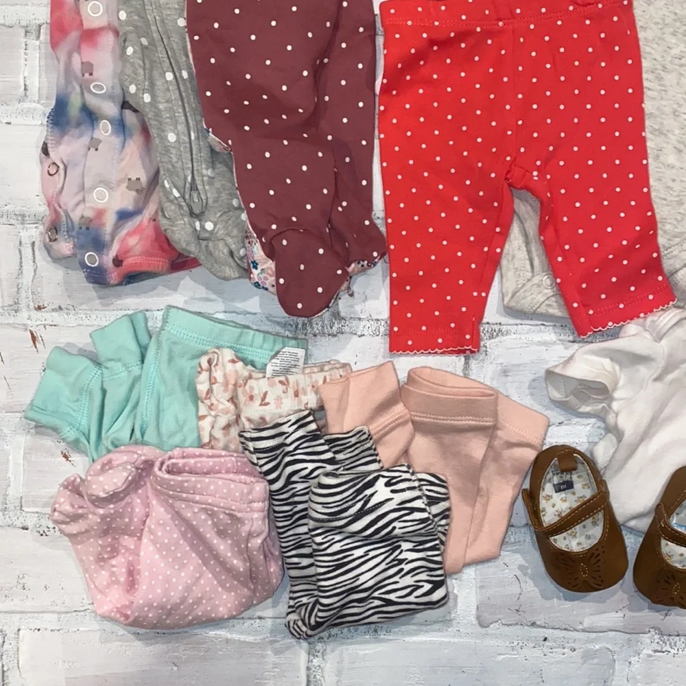 Babygirl newborn spring & summer footie pants onesie bundle!!